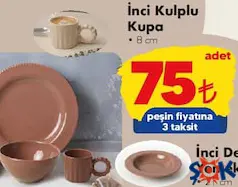 KERAMİKA İNCİ KULPLU KUPA 8 CM